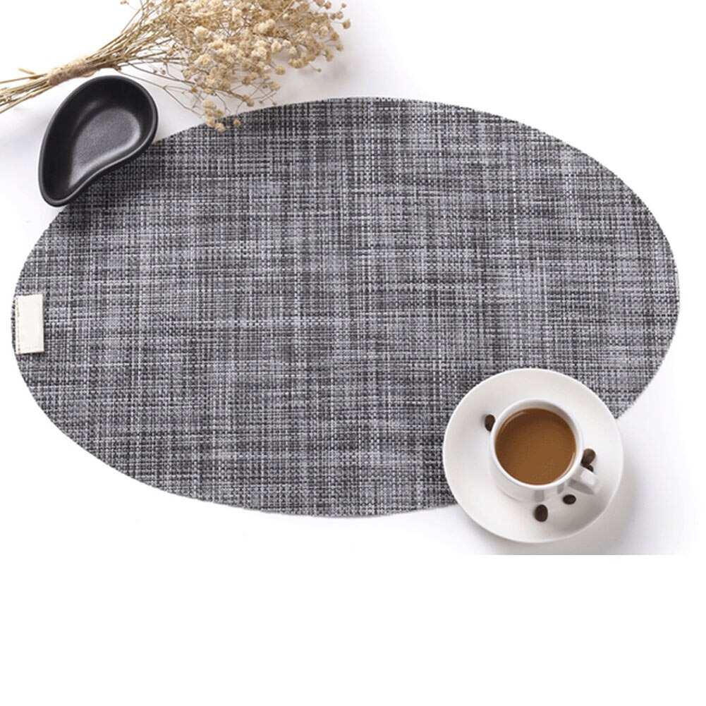 45*30cm Table Mat PVC Elliptical Non-Slip Placemat Heat Insulation Pads Kitchen Restaurant Bowl Plate Cup Pad AI: Navy Blue