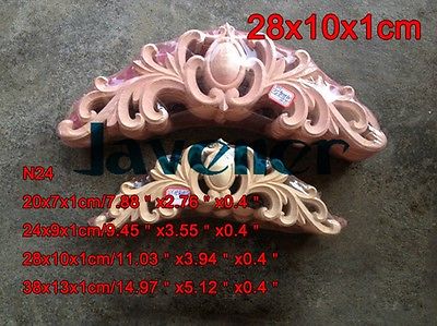 N24 -28x10x1cm, madera tallada, aplique largo, marco sin pintar, calcomanía de puerta, armario de carpintero de trabajo