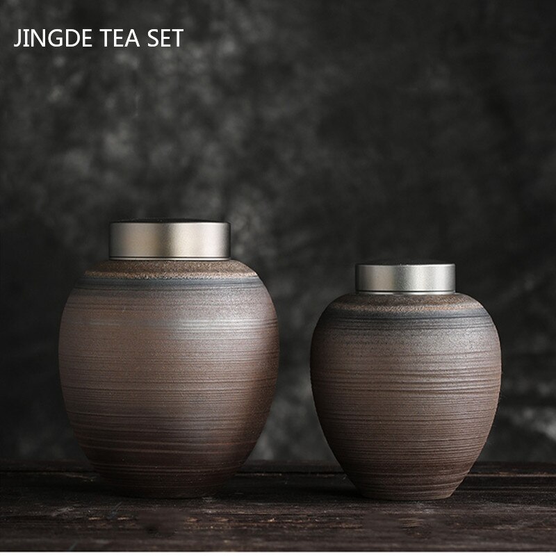 Retro Keramische Theebus Thuis Luchtdichte Pot Keuken Spice Container Reizen Draagbare Koffie Snoep Potten Handgemaakte Theewaar Levert