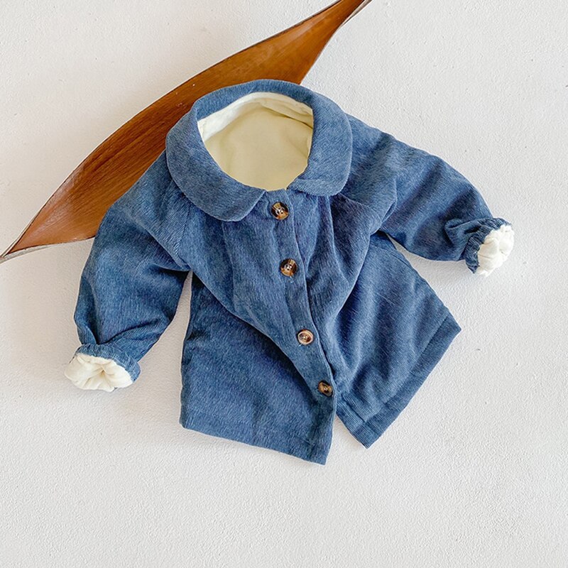 Conjunto de ropa gruesa de invierno para bebés y niñas, conjunto de cárdigan de punto de algodón para bebés, abrigo y pantalones cortos, conjunto de ropa para bebés recién nacidos