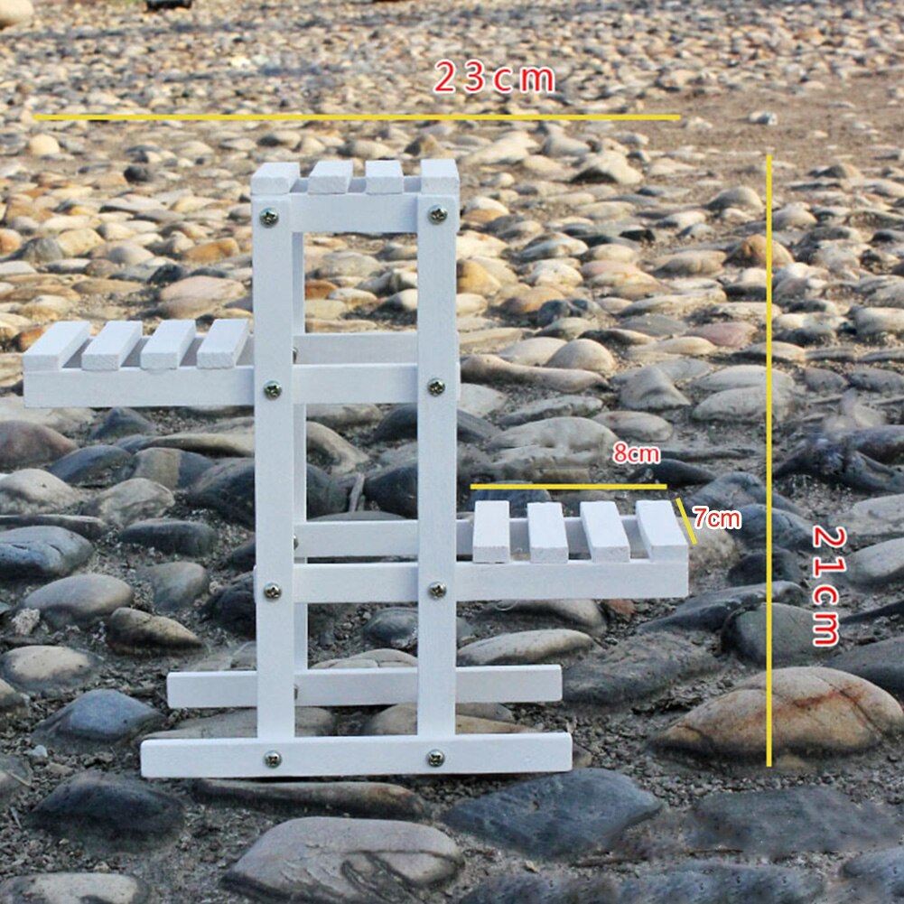 Estante para maceta con flores, repisa de madera blanca de 23x7x21cm, soporte para jardín, balcón, estante de exhibición, decoración Interior multicapa forjado: Default Title