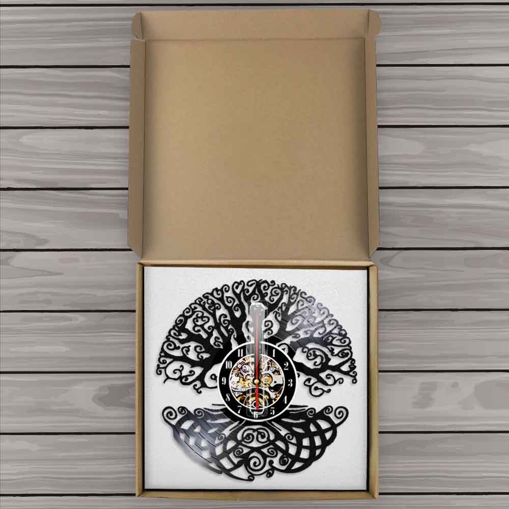 Reloj de pared Árbol de la vida árbol mágico decoración del hogar arte Vintage disco de vinilo reloj de Juego Largo bosque verde Madre Naturaleza 3D