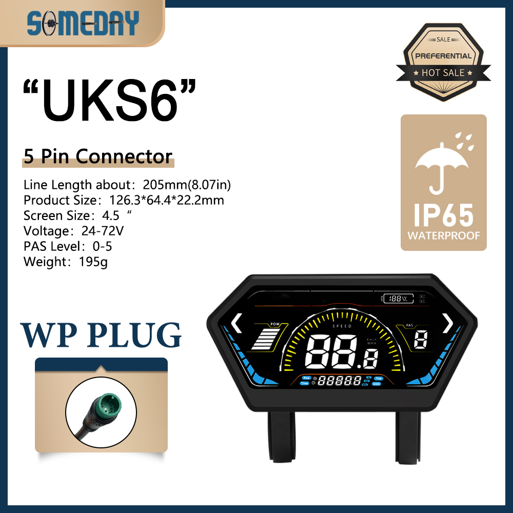 48-72V Ebike LCD-scherm Kleur elektrische fietsdisplay UKS6 borstelloze controllerkit Elektrische controller Fietsaccessoires: Licht Groen