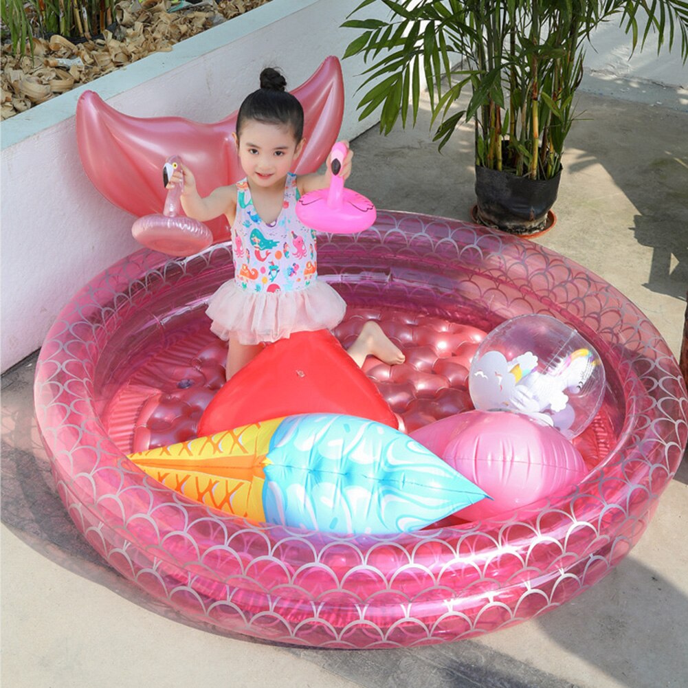 Verdickte, aufblasbare pvc-poolmatte mit doppelter lage, sicherheitsbadewanne, spielmatte, strapazierfähige strandmatratze, rundes becken, krabbelkissen