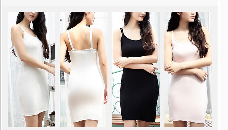 Women Slips Modal White Black Colors Full Slips Healthy Under Dress Double Shoudler Strap Intimates Everyday Slips Dress