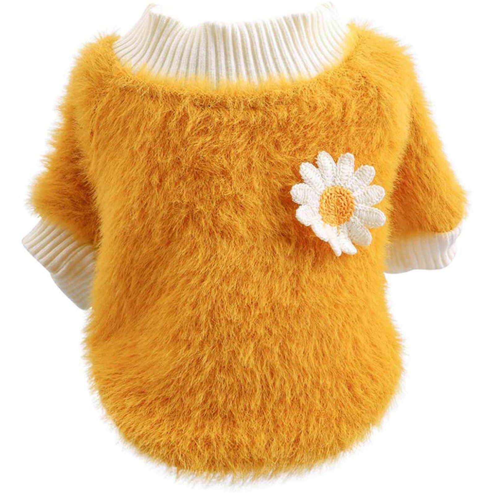 Transer Daisy Bloem Kleine Hond Winter Kleding Zachte Warme Pluche Hond Trui Hond Kleding Teddy Jas 211: Yellow  / XL