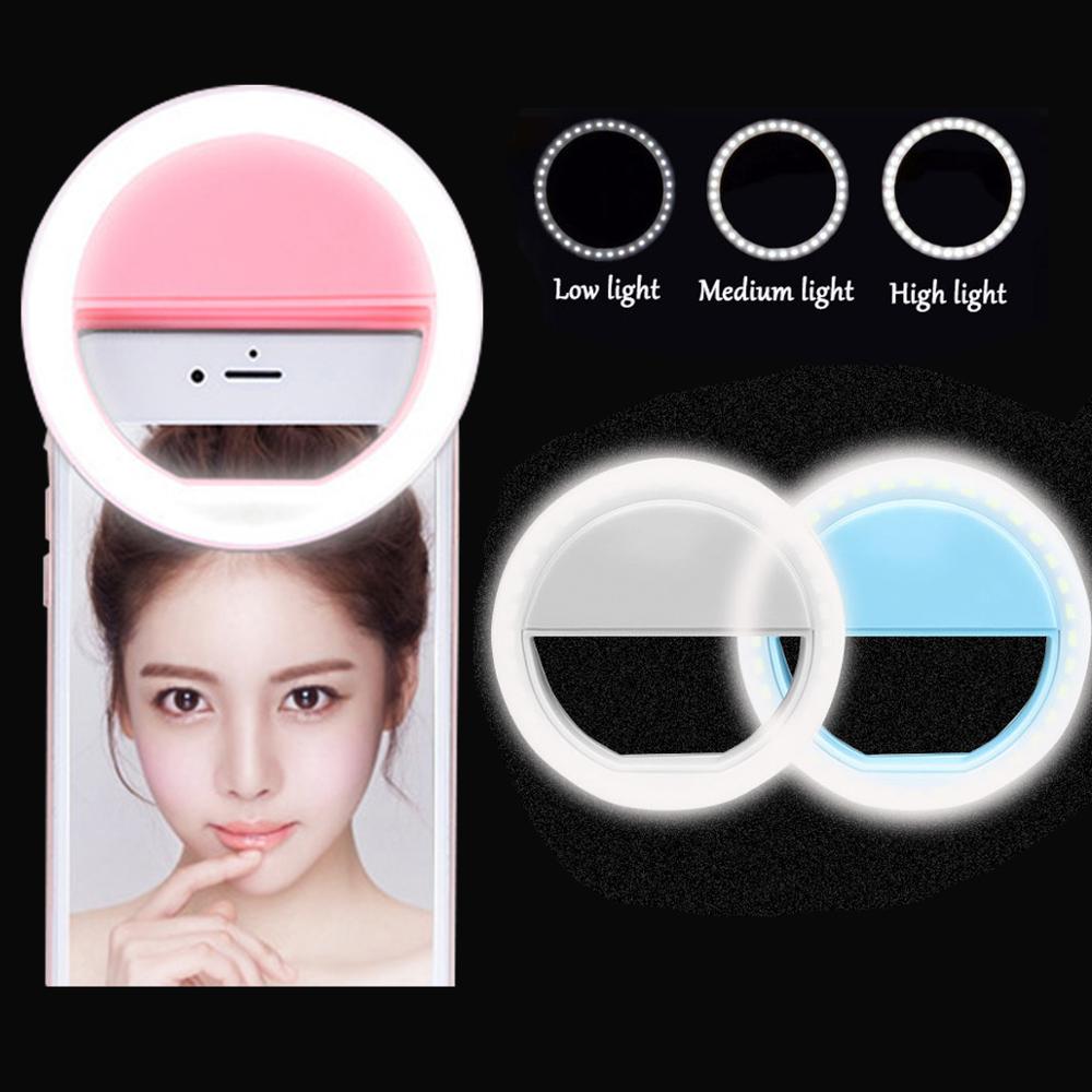 Selfie Led Ring Licht Invullen Oplaadbare Draagbare Mobiele Telefoon Selfie Lamp 3 Niveaus Verlichting Lichtgevende Ring Clip Voor Alle Mobiele telefoon