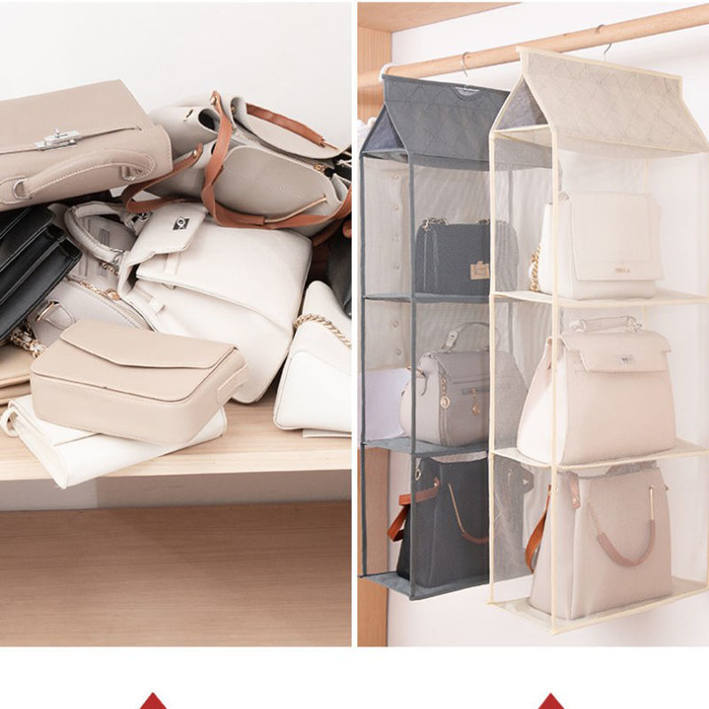 Handtas Opslag Opknoping Tas Garderobe Opknoping Stofdicht Opbergtas Opknoping Zak Drie-Dimensionale Mesh Multilayer Opbergtas