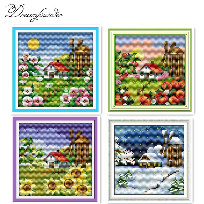 South Korea's small scenery cross stitch kit animal18ct 14ct 11ct count print stitching embroidery DIY handmade needlework plus