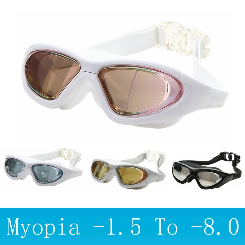 Swimming glasses Myopia Prescription Adult silicone big frame Diving goggles electroplate anti fog waterproof Mask swim eyewear