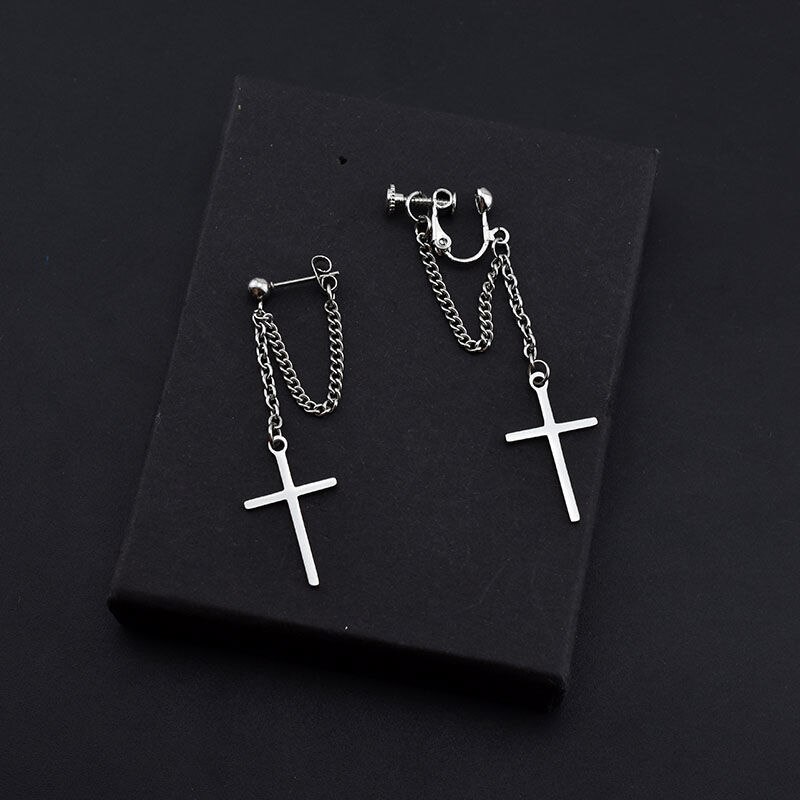 Korea Stil Harajuku Punk Kühlen Egirl Mädchen Kreuz Kette Anhänger Ohrringe Für Frauen Männer Bff Straße Hüfte hüpfen Schmuck