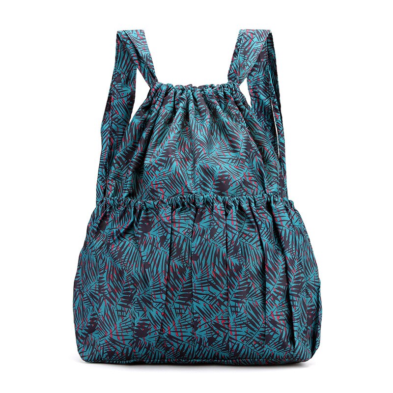 Mochilas de Nylon con cordón para mujer, mochilas de gran capacidad con estampado Floral, bolsas de compras para viajes y Fitness: Style 6