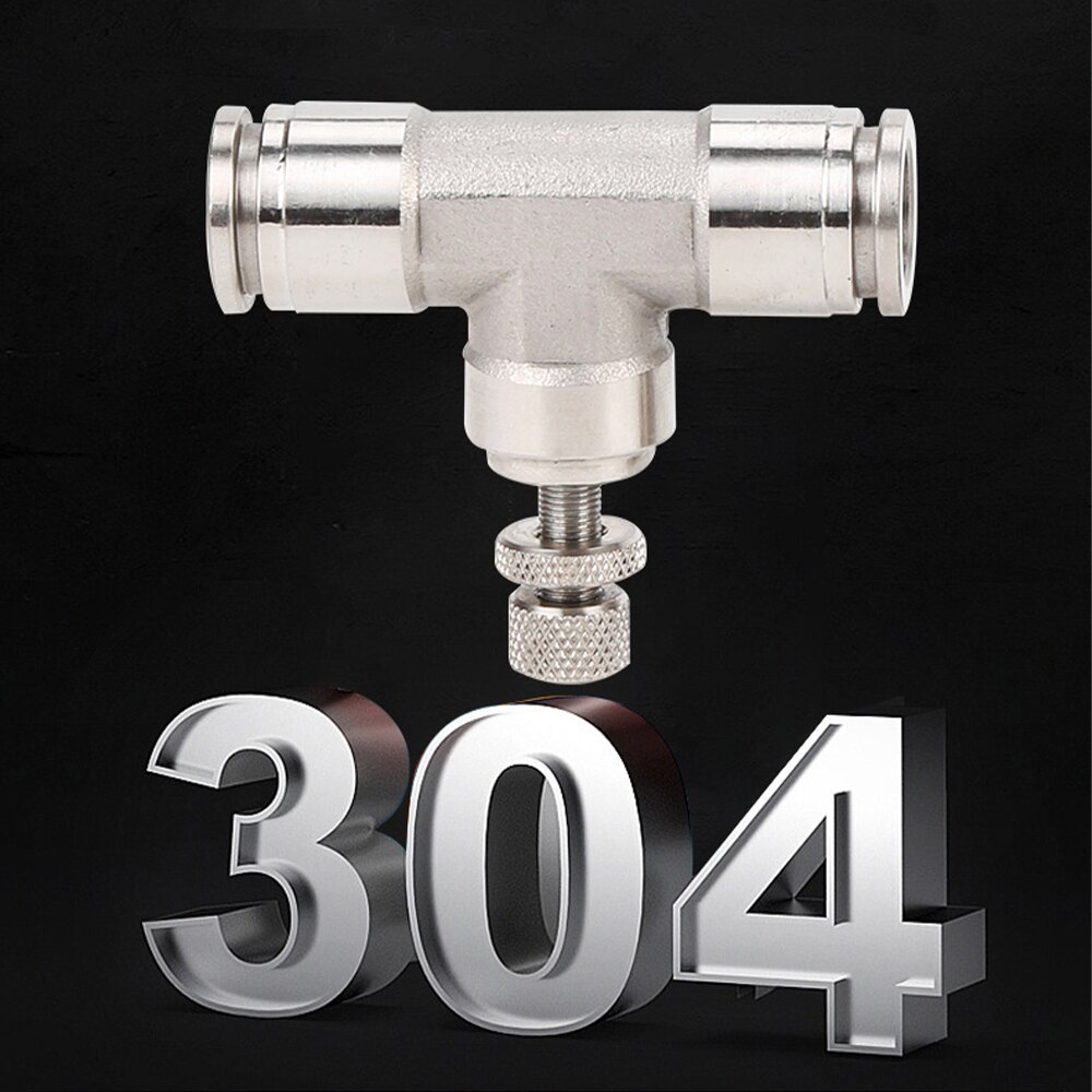 SA pneumatic connector 304 stainless steel air connector hose 4/6/8/10/12mm flow adjustment throttle valve quick plug connector