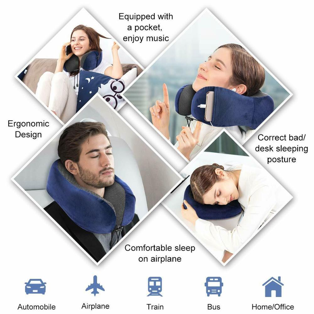 1PC en Mousse à Mémoire De Forme En Forme de U Cou Oreillers Doux Rebond Espace Oreiller De Voyage Solide Cervicale Soins Literie