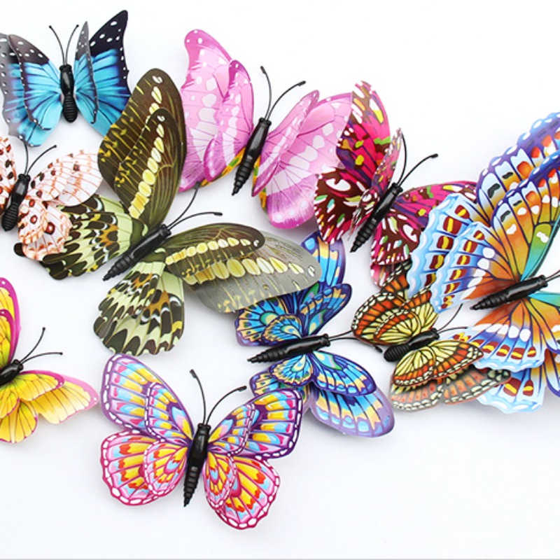 12pcs Luminous Butterfly Wall Stickers Decorations 3D Rainbow Stickers wall decor Animals glow in dark