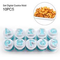 10/26Pcs Alfabet Nummer Brief Cookie Biscuit Stempel Mold Cake Cutter Embosser Mould Tool Taart Letters Cutter Droshipping: 10pcs