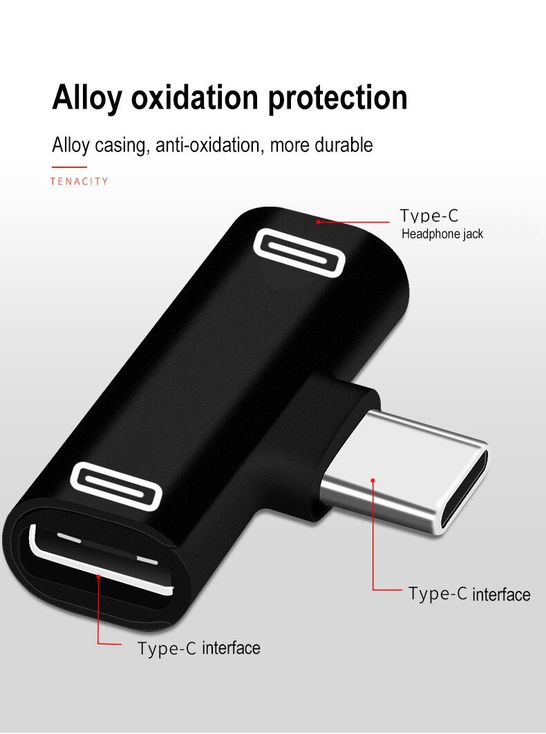 2 In 1 Type C Naar 3.5mm Jack Koptelefoon Opladen Converter USB Type-C Audio Adapter voor Xiaomi 6 Huawei P10 Mate 20 Type C Telefoons