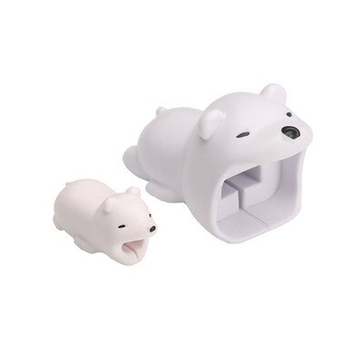 Fffas kabel opruller bid sød tiger lænd bjørn dyr kabelbeskytter usb kabel organizer chompers oplader ledning holder til iphone: Bjørn