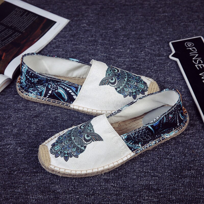 Dierenfoto casual persoonlijkheid zomertrend stroschoenen lichtgewicht canvas vissersschoenen hennep herenschoenen