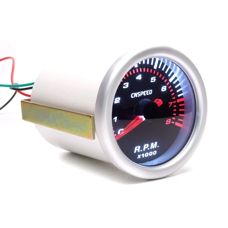 Snelheidsmeter Auto 12V Gemodificeerde Instrument Toerenteller Licht 0-8 Toerenteller Auto Truck Boot Motor Met Wit 2 Inch (52Mm) front: Default Title