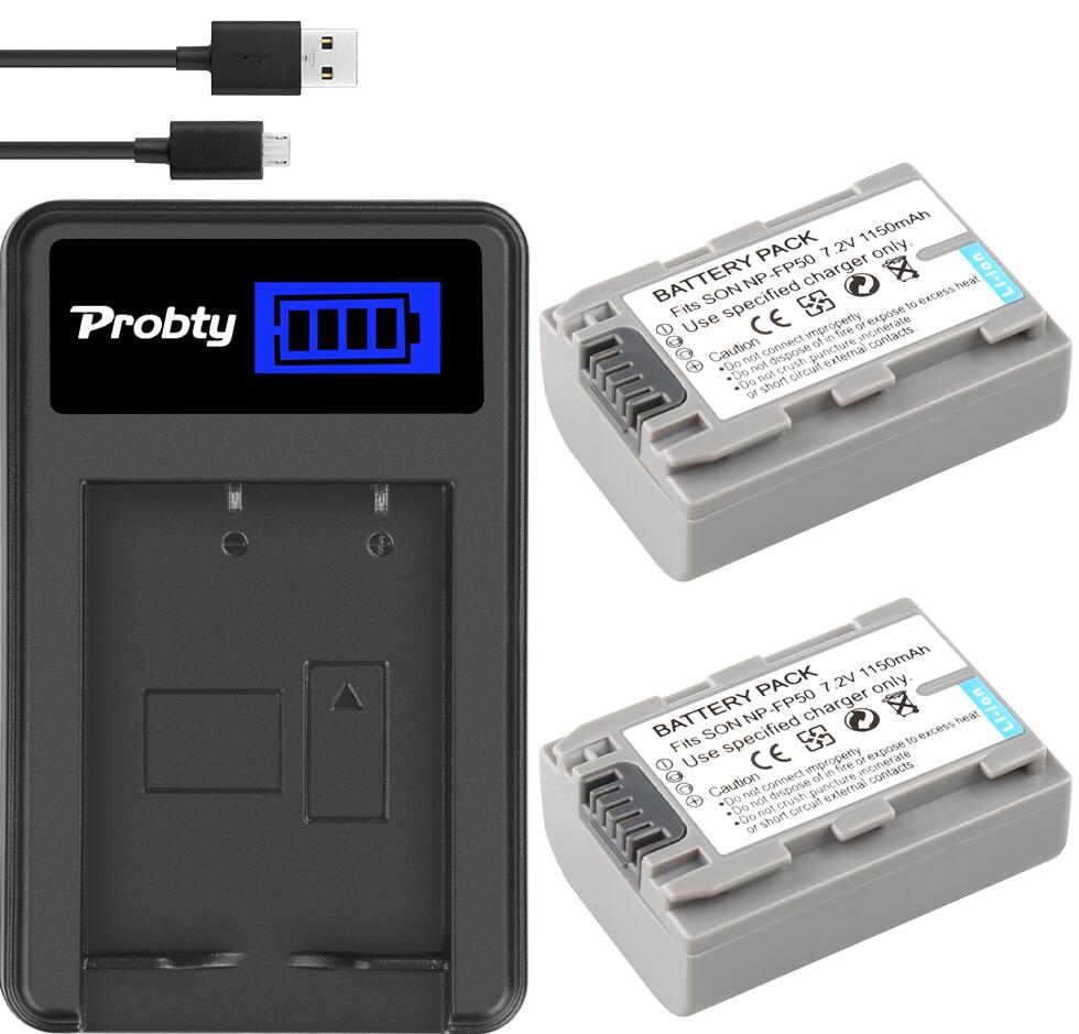 NP-FP50 batería + cargador para Sony DCR-HC30 70E 80E NP-FP30 NP-FP60 NP-FP70 23E 24 24E 30 30E 32 32E 35 35E 39 39E: 2battery and charger