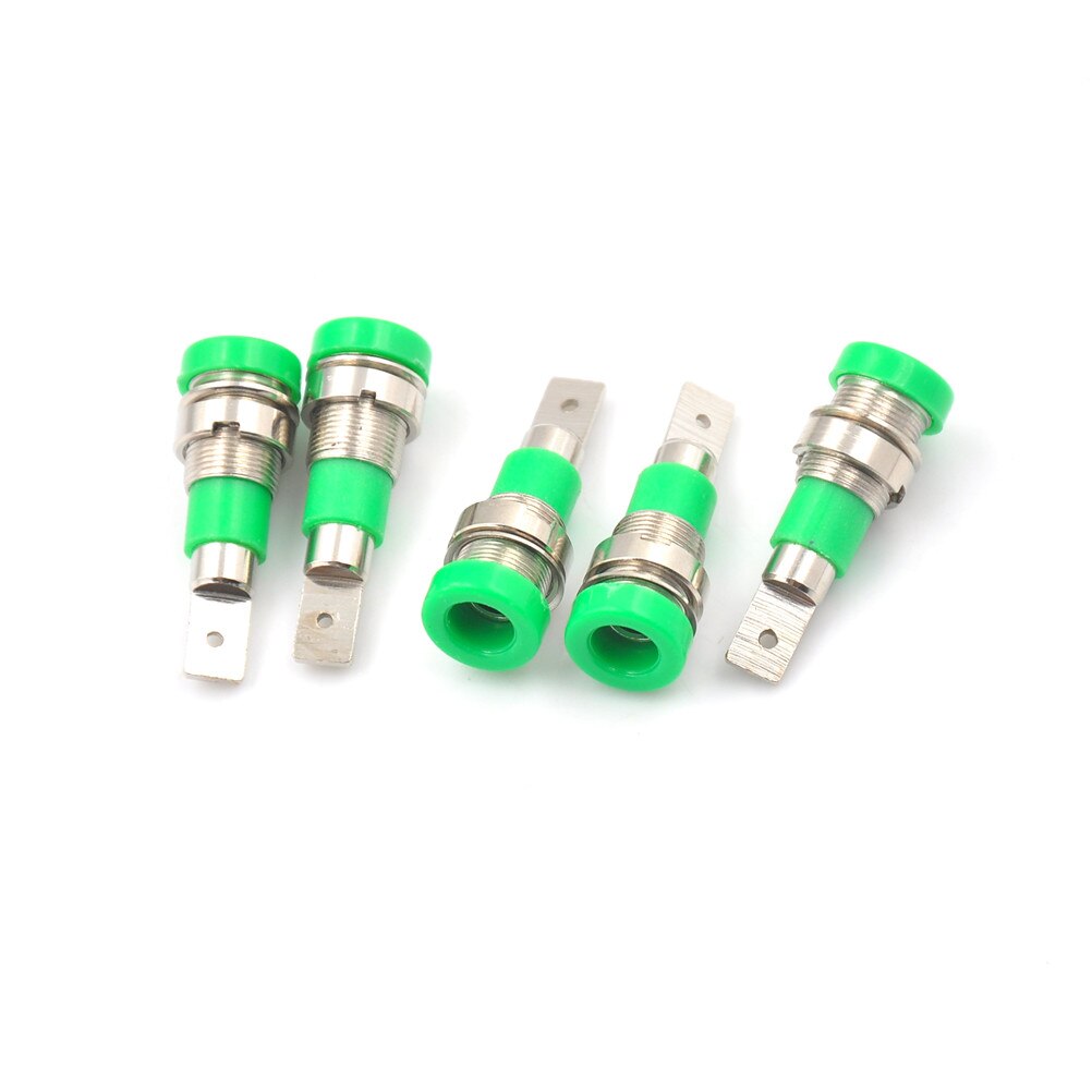 Connecteur banane femelle 2mm, 5 pièces, en laiton, pour montage sur panneau, pour fiche banane Non blindée: Green