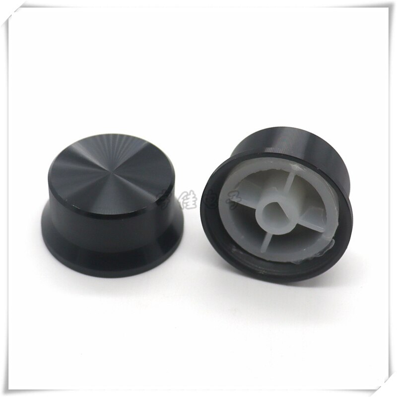 2 Piece 30*15MM half shaft Aluminum alloy knob potentiometer rotary encoder volume switch knob suitable for D axis 6MM: black
