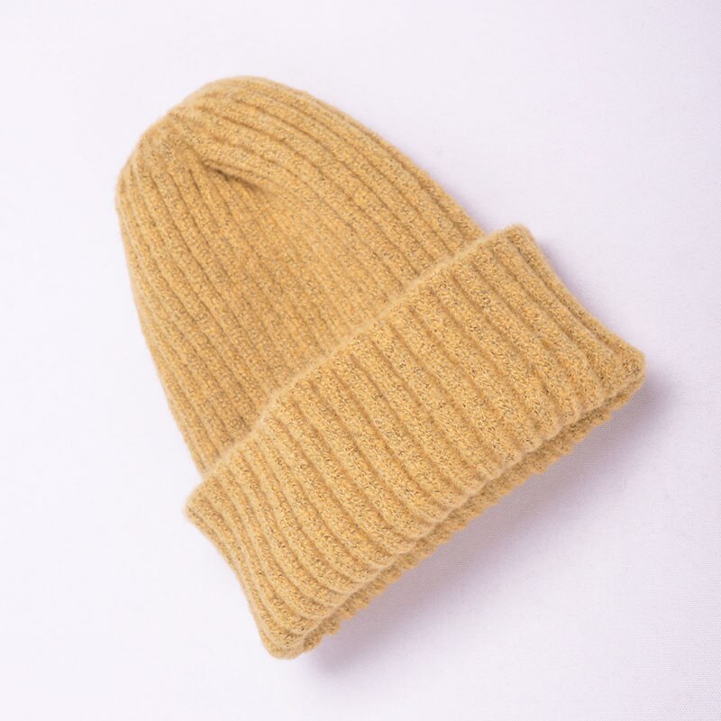 Vinter hue til kvinder trend dame uld strik hue uld hue dame hat afslappet vild dame hat: Gul