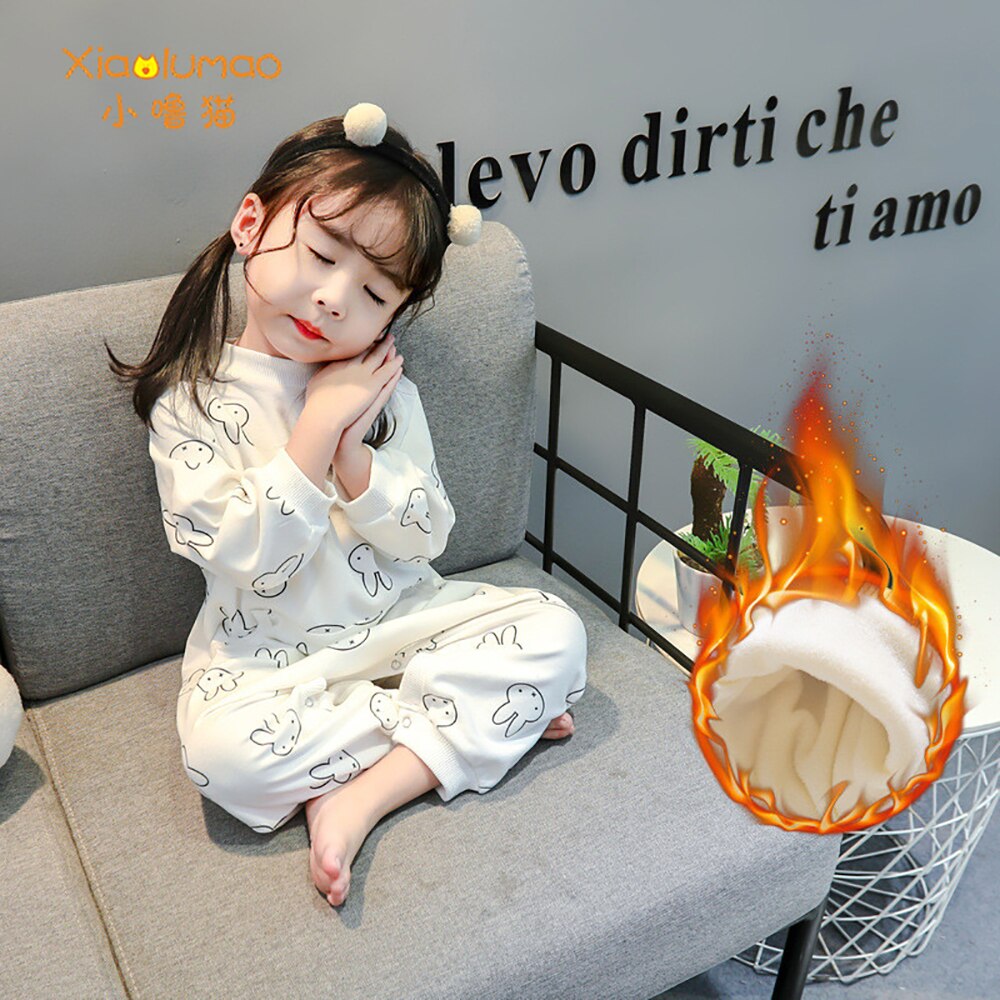 XIAOLUMAO pyjamas du nouvel an enfants hiver flanelle combinaison globale pour vêtements de nuit pour filles enfants pyjama vêtements impression