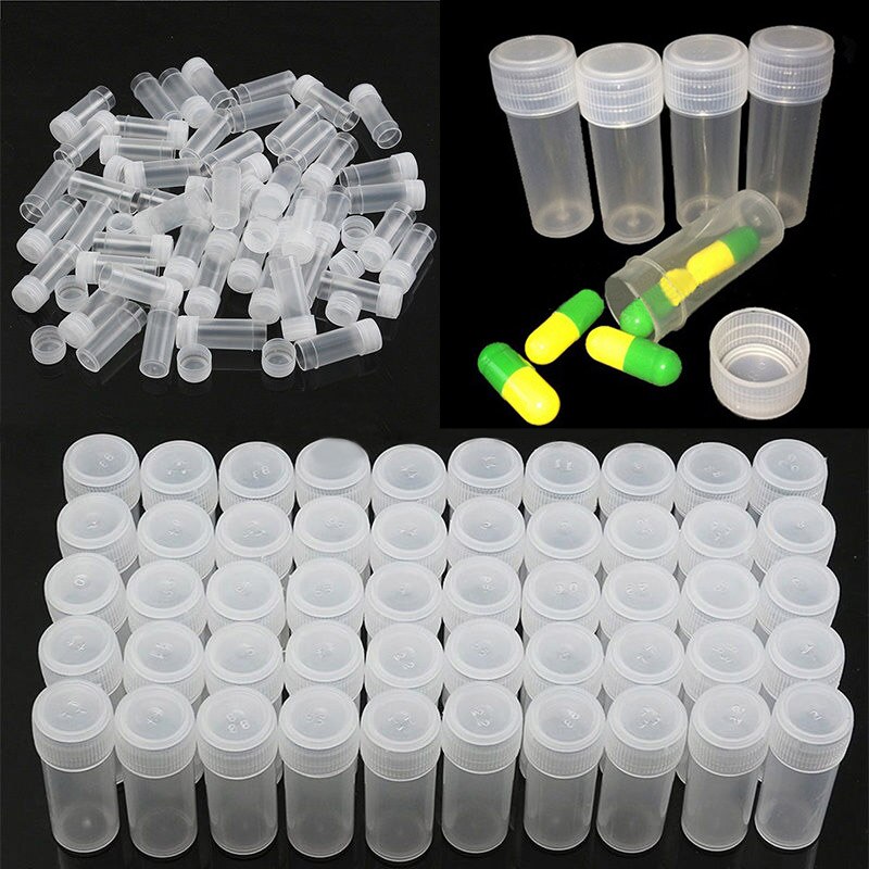 5/20/50 stk 5ml plastprøveflaske lille flaske reagensglas mini flasker opbevaringsbeholdere hvide: 20
