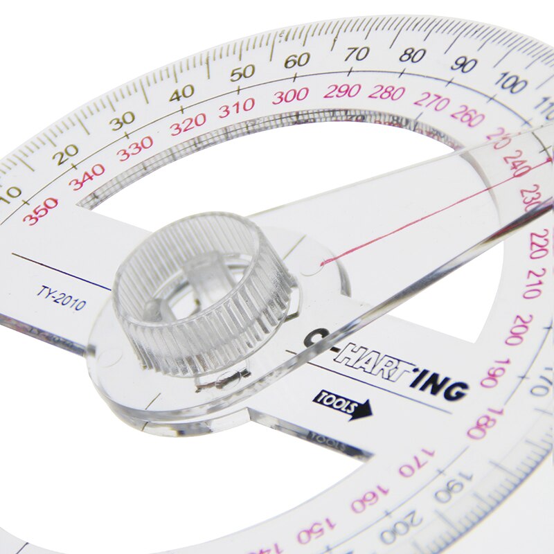 All Circular 10cm Plastic 360 Degree Pointer Protractor Ruler Angle Finder Swing Arm For School Office Supplies