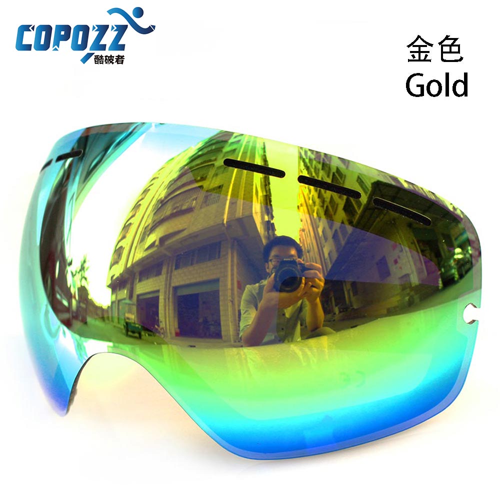 Anti-tåge snescooterski til copozz gog -201 uv400 store sfæriske ski snowboardbriller beskyttelsesbriller briller: Glod