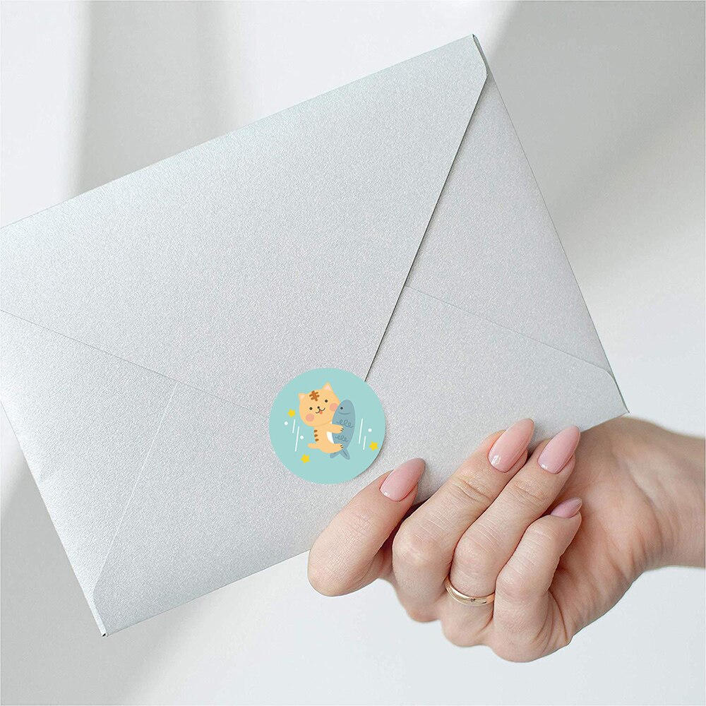 100-500pcs Lovely Cat stickers Sealing labels Reward sticker for school teacher Cute animals kids stationery sticker decor