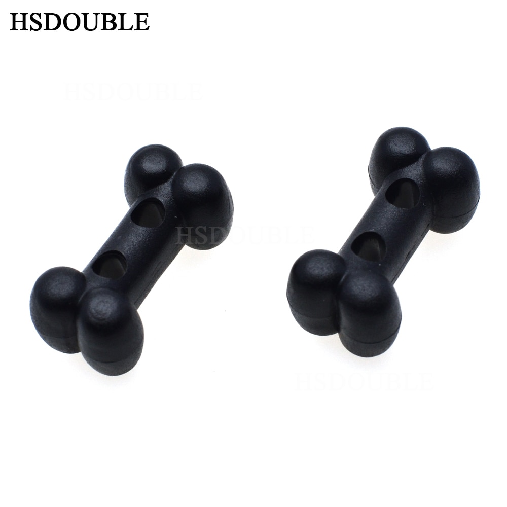 10pcs/pack Plastic Dog Bone Shape Button Cord Lock Toggle Stopper Black