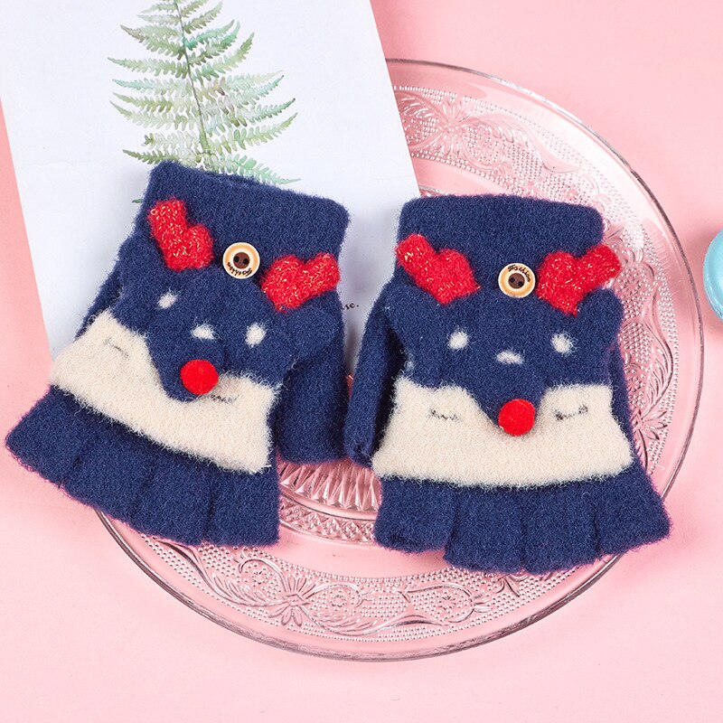 Guanti invernali per bambini guanti mezze dita per bambini guanti simpatici cartoni animati guanti caldi lavorati a maglia guanti morbidi in cachemire imitazione addensata