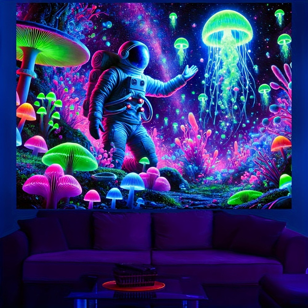 Tapiz fluorescente multifuncional para dormitorio, sala de estar, oficina, sala de juegos, gimnasio, decoración de , decoración de pared reactiva a los rayos UV