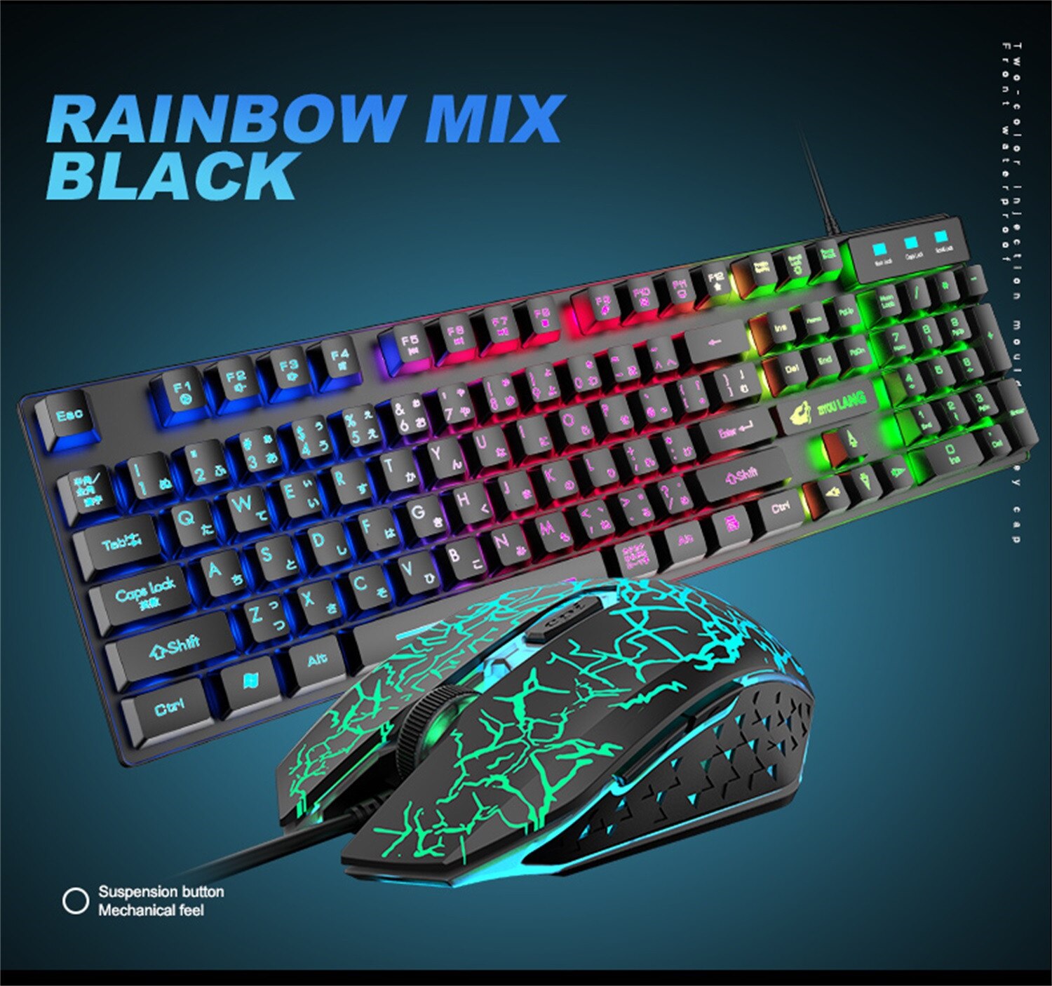 Gaming keyboard and Mouse Wire backlight mechanical feeling keyboard 2400DPI Gamer kit Silent Gaming Mouse Set for PC Laptop