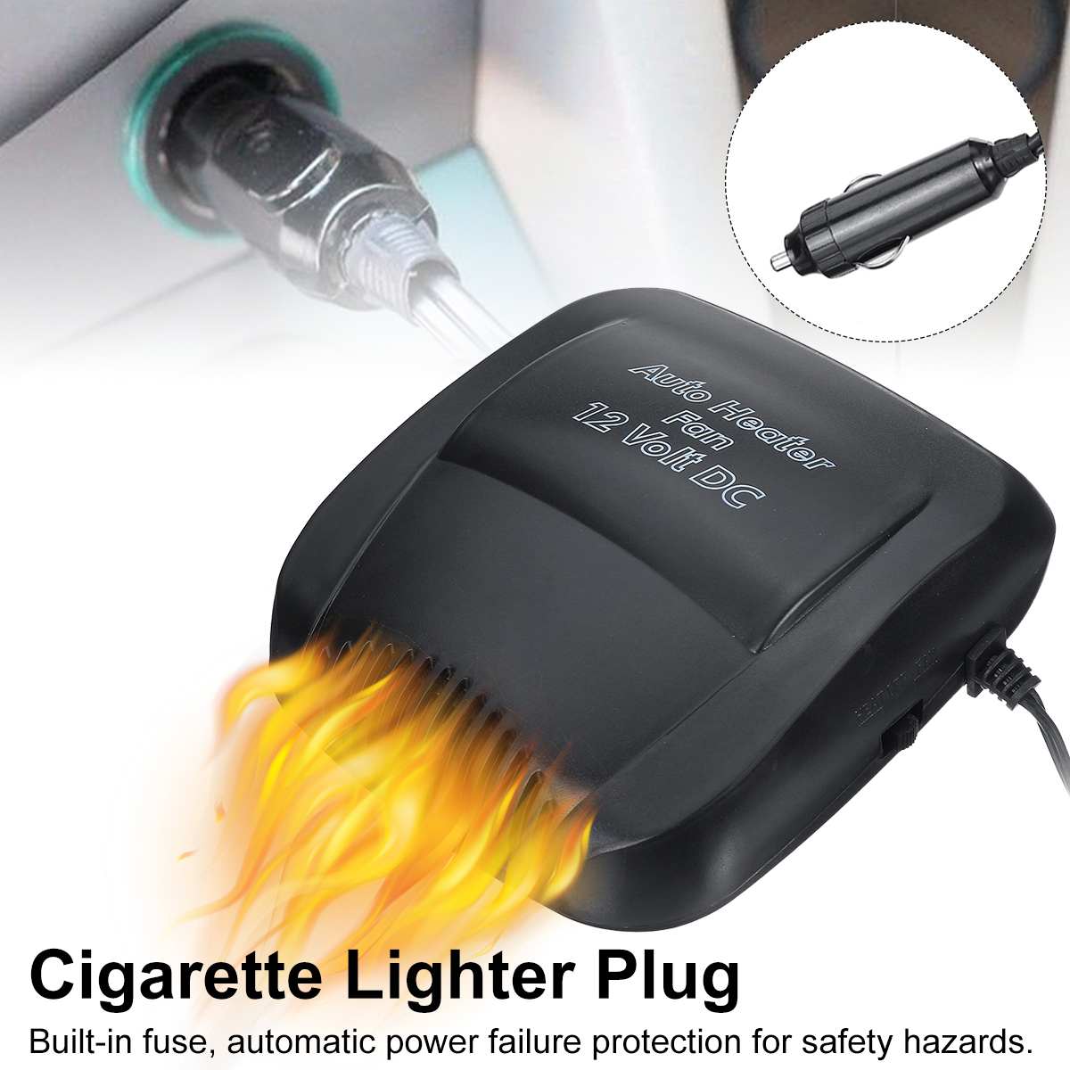 2-in-1 Car Heater Car Electric Heater Vehicle Snow Defogger Air Defroster Demister Heating & Cooling Fan With Cigarette Lighter