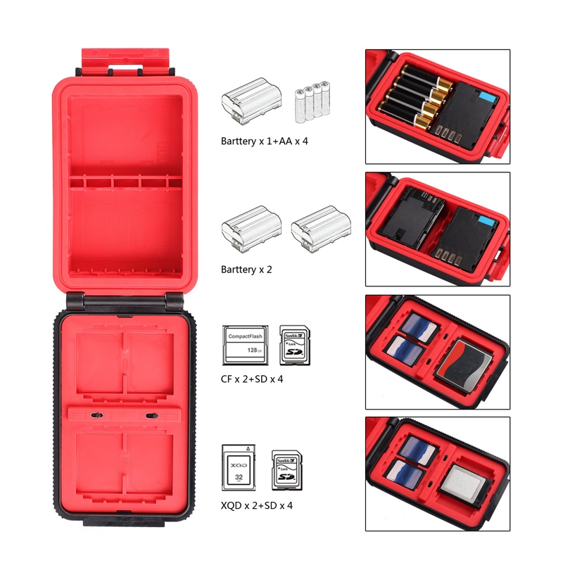 Lensgo D910 Camera Batterij Case Waterdichte Sd Cf Xqd Geheugenkaart Opbergdoos Aa Batterij Organizer Voor 2 Camera Batterijen houder