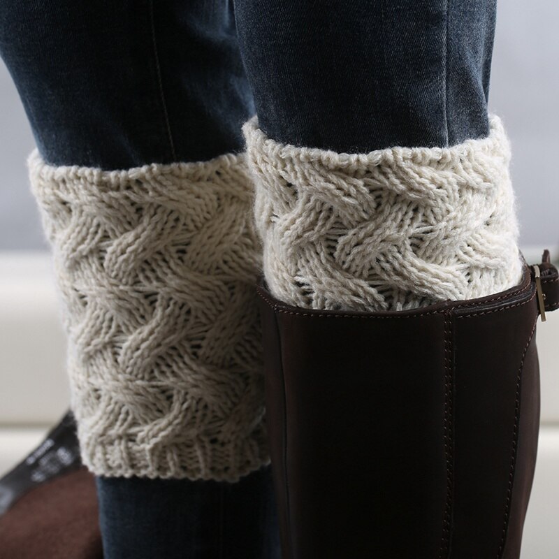 Beenwarmers Vrouwen Korte Dikke Acryl Gebreide Boot Manchetten Kerst Sokken Cover Winter Schoen Levert