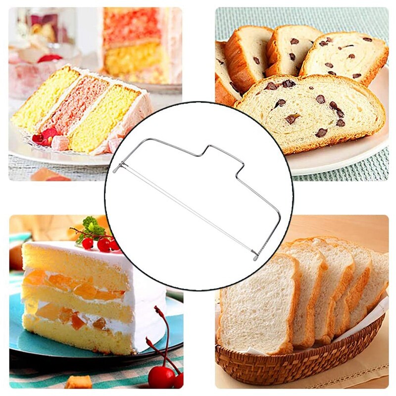 2 Pcs Stainless Steel Adjustable Double Wire Cake Cutter Adjustable Cheese Cutter Food Grade