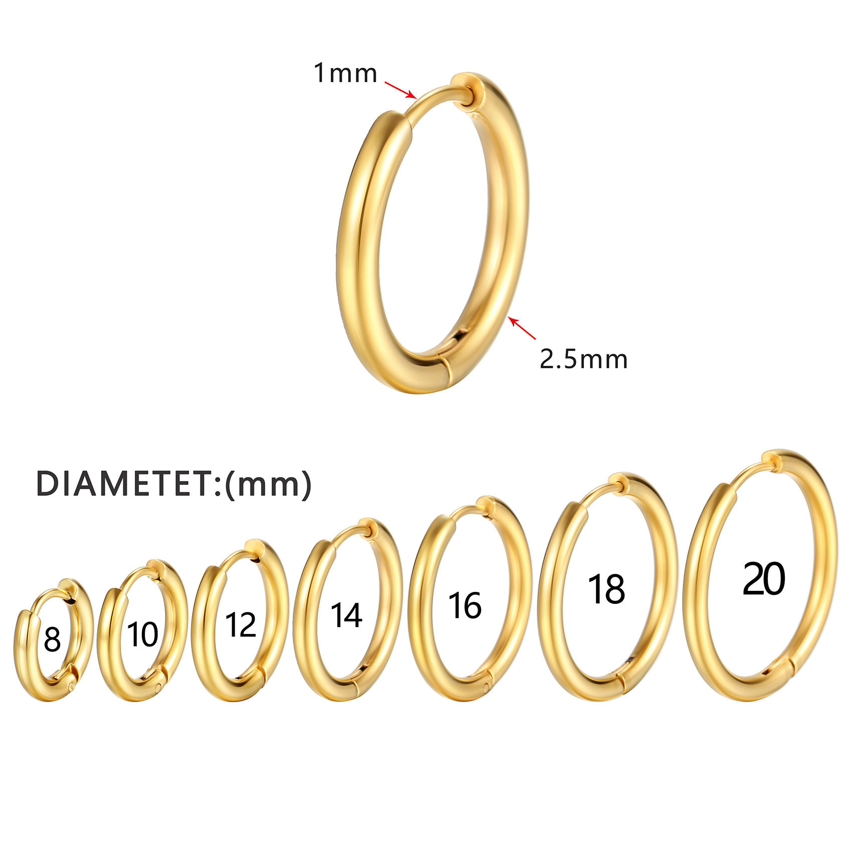 Simple Stainless Steel Small Hoop Earrings for Women Men Cartilage Ear Piercing Jewelry Pendientes Hombre Mujer
