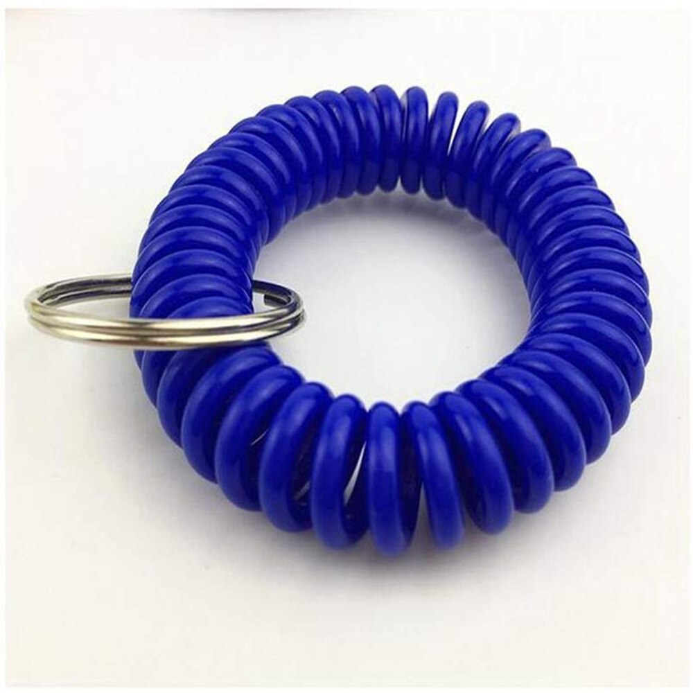 5 Pack Plastic Rekbaar Lente Spiraal Pols Sleutel Coil Pols Band Sleutelhanger Sleutelhangers Voor Outdoor Sport Yoga Sauna zwembad: Blue