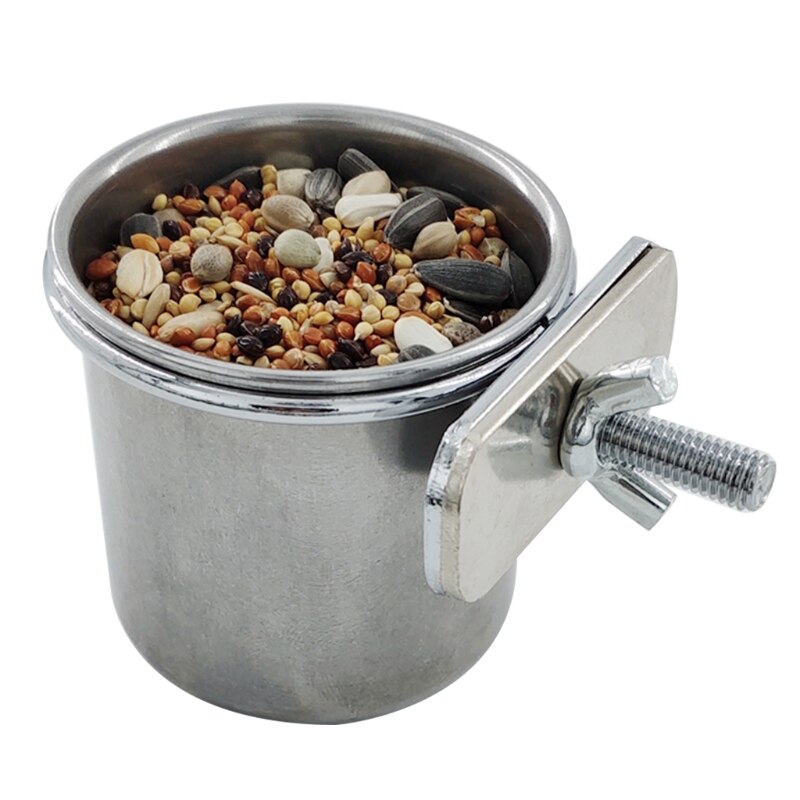 Pet Birds Hanging Cage Bowl Dish Cup Anti-turnover Stainless Steel Food Feeder