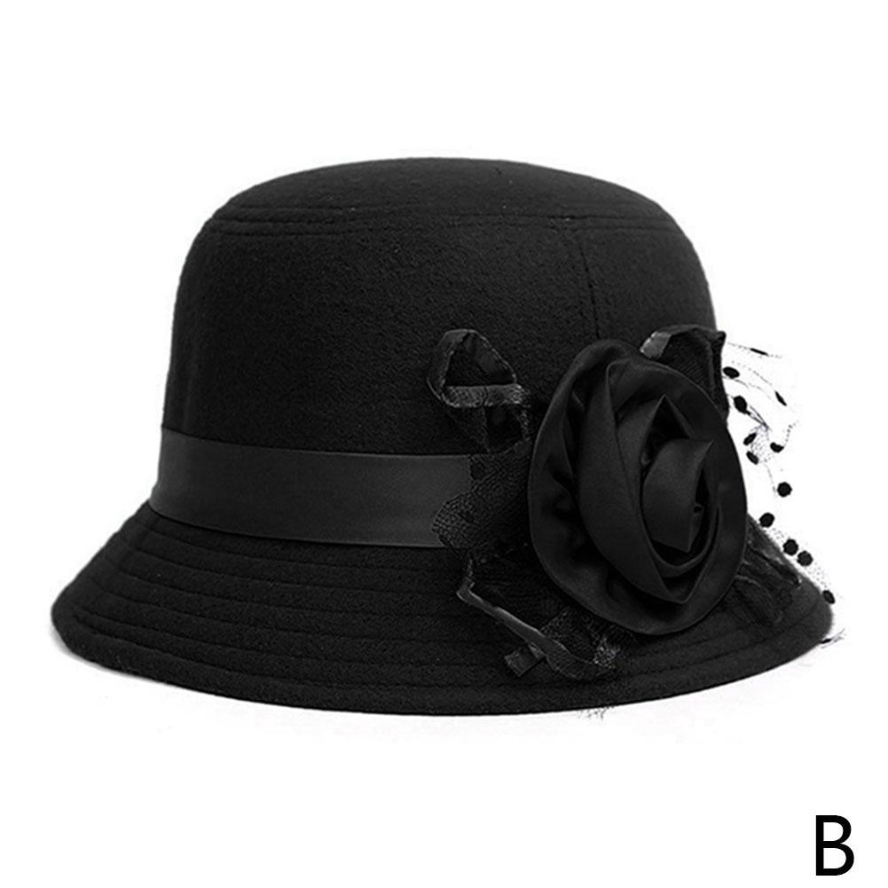 Chapeau seau en laine pour femmes, Cloche en feutre rétro, Vintage britannique: B