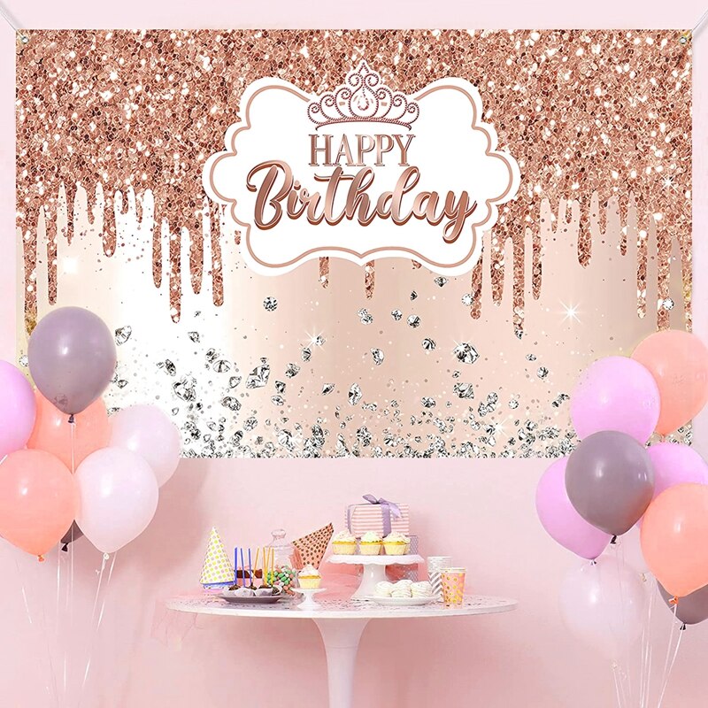 Happy Birthday Backdrop Banner Black Gold Balloon Star Poster Booth Backdrop Birthday photo Background Wall Party Decoration
