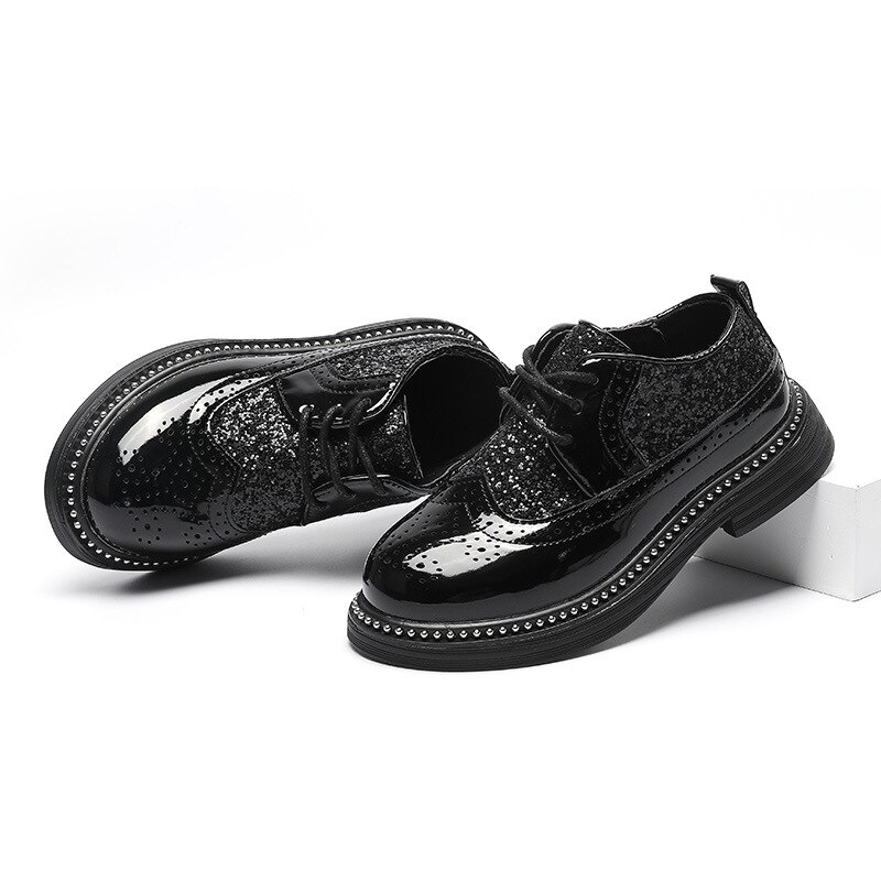 Chaussures de printemps en cuir Pu pour enfants | Chaussures de noire, chaussures d'école à la pour garçons, Oxford, semelle souple à paillettes: 5.5