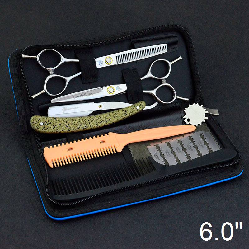 6 " frisör frisör japansk sax frisör rakkniv gallringssax frisyr frisör sax tijeras ciseaux: 6054- kit rakhyvel