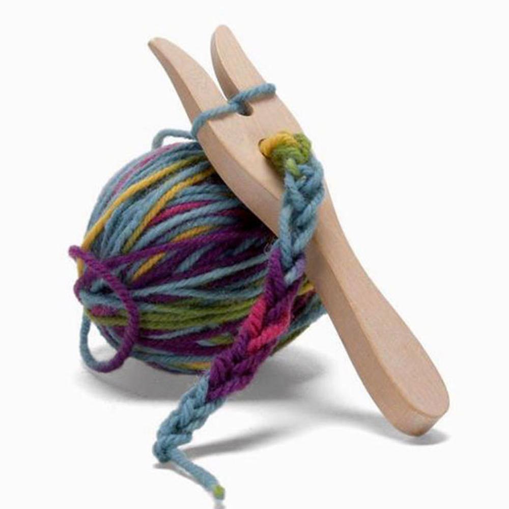 2 unids/set hecho a mano herramienta para tejer tenedor de madera mano telar artesanía niños DIY pulsera collar tejido trenzado Accesorios