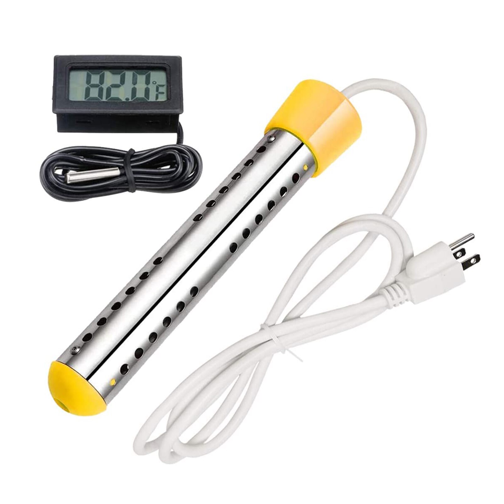 Portable 1500W Electric Immersion Water Heater with Stainless Steel Guard Submersible Water Heater Immersion Tank Heater Element: Yellow